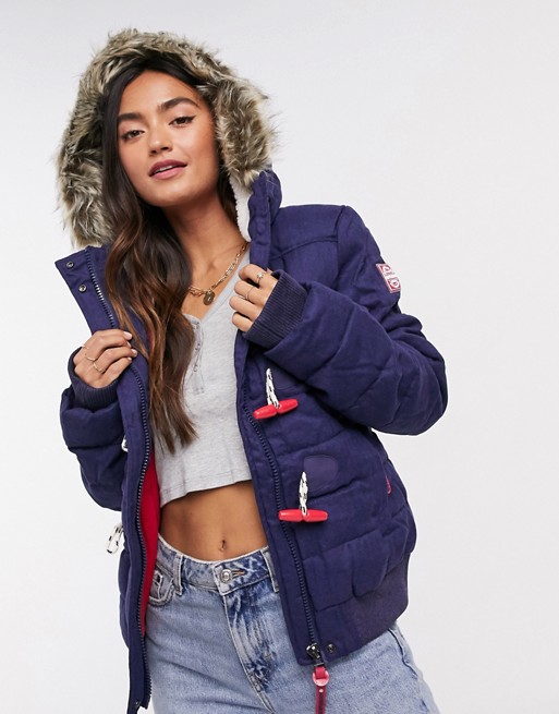 Superdry Marl Toggle Puffer Jacket in Navy