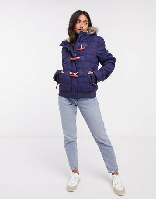 Superdry Marl Toggle Puffer Jacket in Navy ASOS