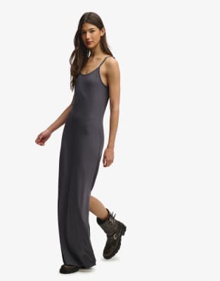 Superdry Maxi jersey cami dress in charcoal-Grey