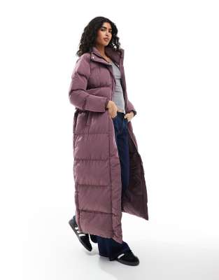 Superdry - Maxi - Longline-Pufferjacke in Feuersteinlila-Schwarz