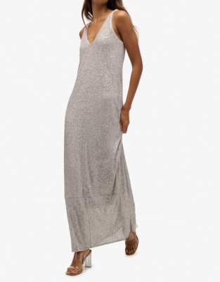 superdry silver dress Superdry Mandarin Short Sleeve Midi Dress Grey M Woman