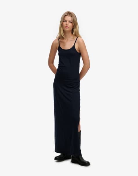 Superdry – Maxi-Trägerkleid aus Jersey in Eclipse-Marineblau - view 1