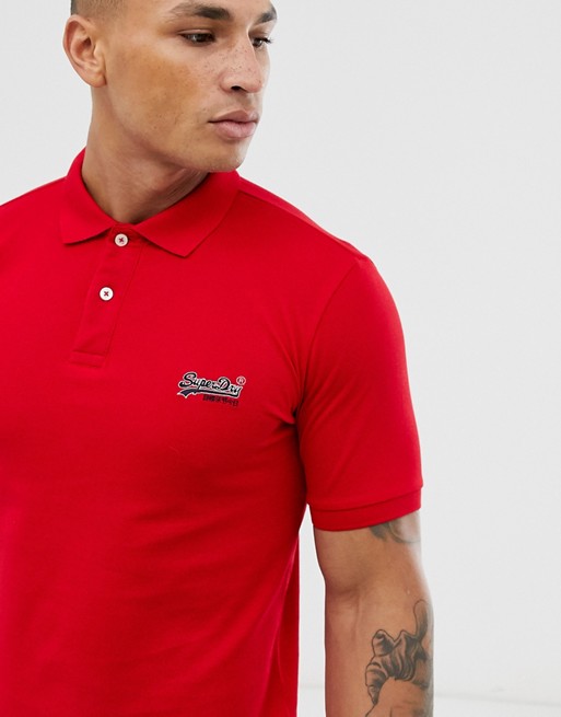Superdry mercerised logo polo in red