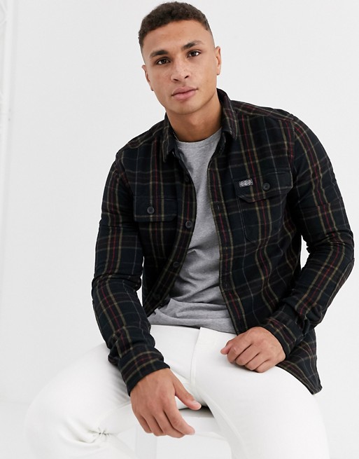 Superdry Merchant checked shirt in black