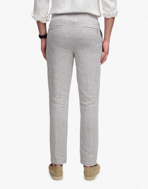 Superdry Merchant linen pants in ash grey chambray, 3 of 6