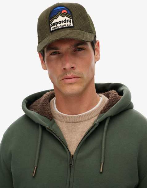 Superdry Mesh cord trucker cap in moss green - view 1