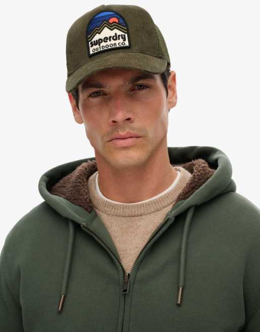 Superdry Mesh cord trucker cap in moss green