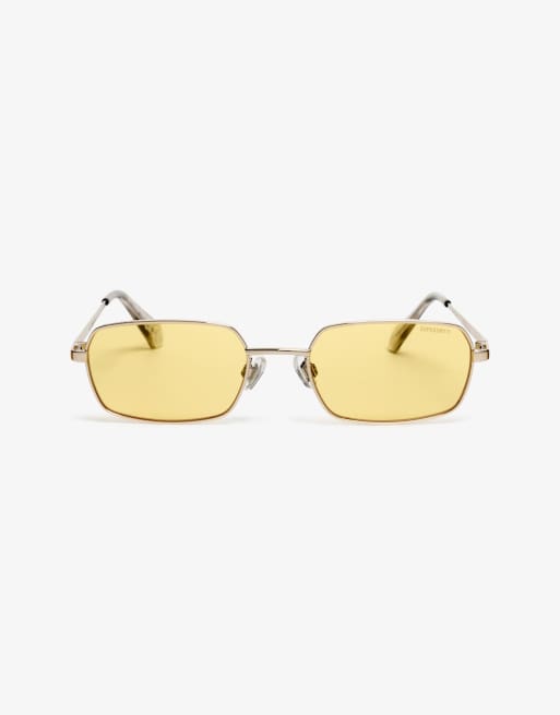 Superdry Metal rectangle sunglasses in gold / yellow lens, 4 of 4