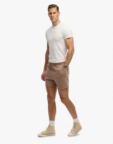 Superdry Micro logo shorts in shitake brown - view 1