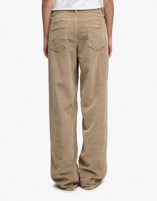 Superdry Mid rise baggy jumbo cord pants in chinchilla beige, 3 of 4