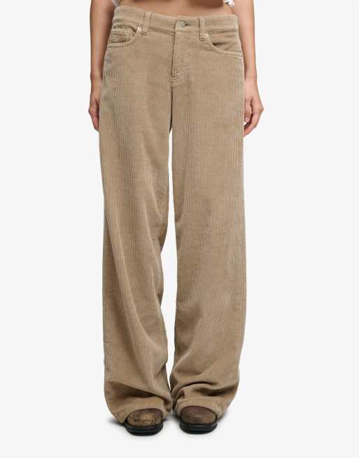 Superdry Mid rise baggy jumbo cord pants in chinchilla beige, 4 of 4