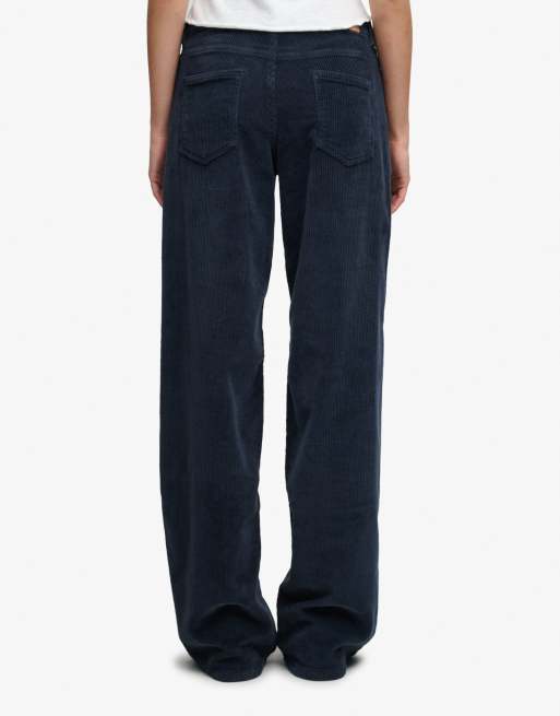 Superdry Mid rise baggy jumbo cord pants in eclipse navy, 3 of 4