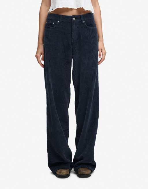 Superdry Mid rise baggy jumbo cord pants in eclipse navy, 4 of 4