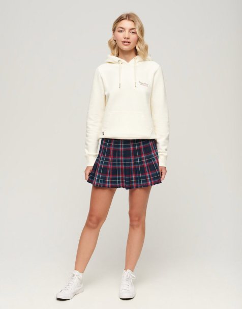 Superdry Mid rise check mini skirt in blue red check - view 1