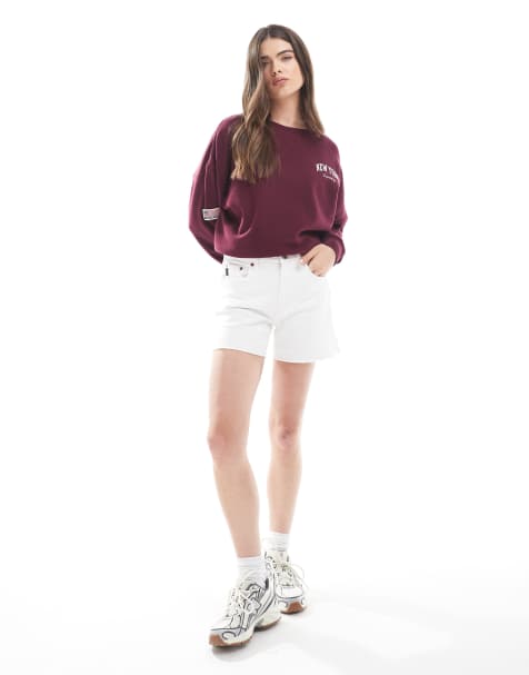 Superdry Mid rise cut off short in optic - view 1