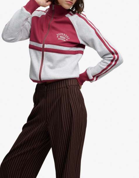 Superdry Mid rise pinstripe trousers in brown pinstripe - view 1