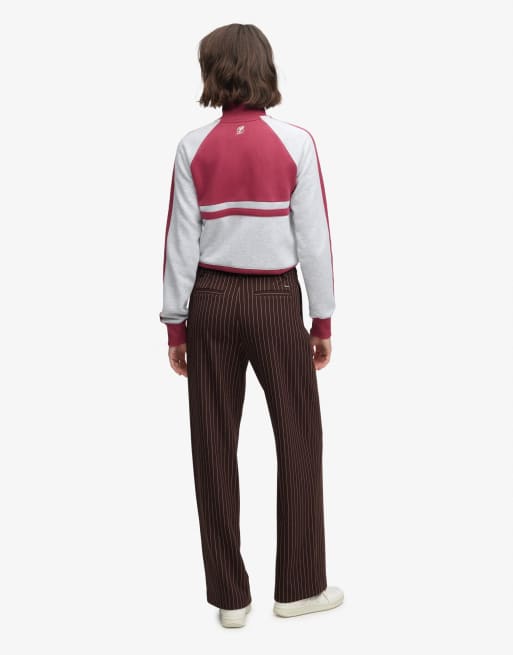 Superdry Mid rise pinstripe trousers in brown pinstripe, 2 of 6