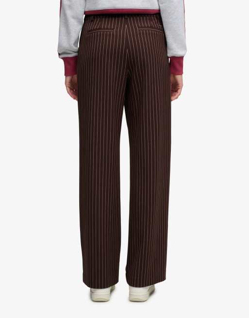 Superdry Mid rise pinstripe trousers in brown pinstripe, 3 of 6