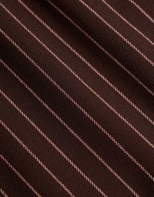 Superdry Mid rise pinstripe trousers in brown pinstripe, 5 of 6