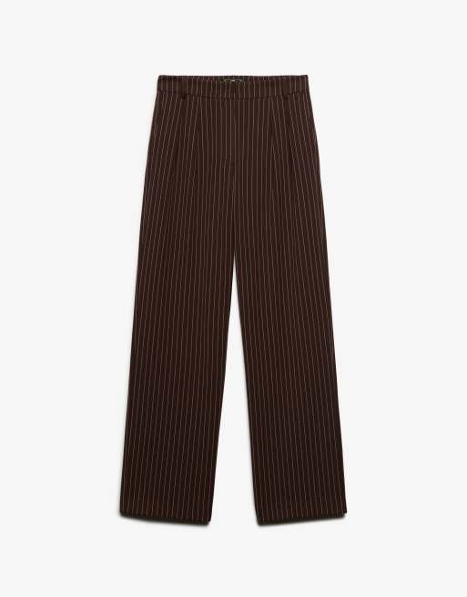 Superdry Mid rise pinstripe trousers in brown pinstripe, 6 of 6