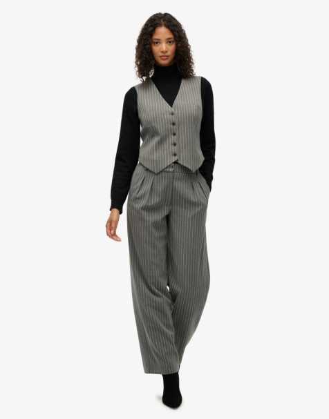 Superdry Mid rise pinstripe trousers in grey pinstripe - view 1