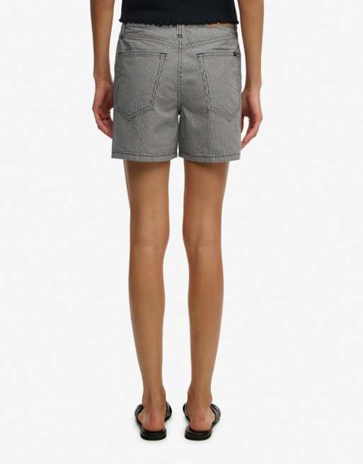 Superdry Mid rise stripe shorts in deep navy hickory stripe, 2 of 7