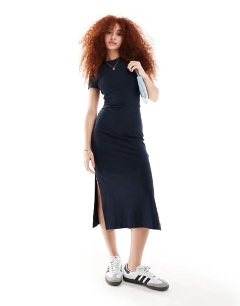 Superdry Midi t-shirt dress in navy blue - view 1
