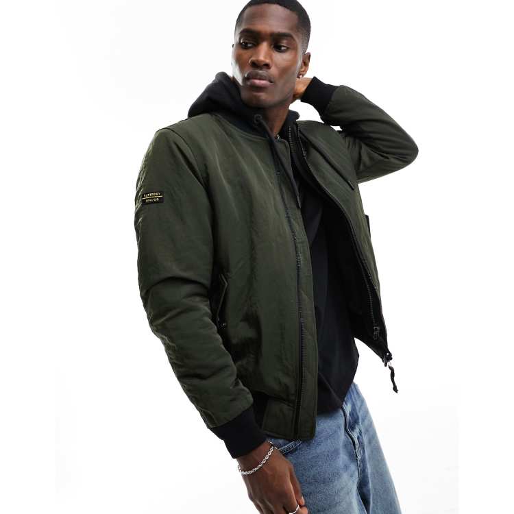 Superdry Military hooded ma1 bomber jacket in surplus goods olive