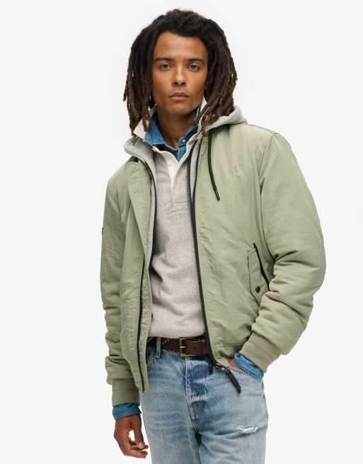 Superdry Military hooded ma1 jacket in seagrass green