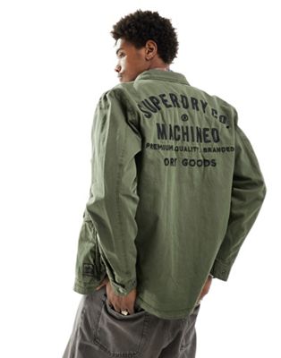 Superdry Military long sleeve shirt in olive khaki