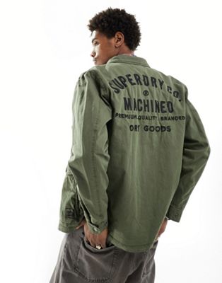 Superdry Military m65 embroidered lightweight jacket in surplus goods olive green