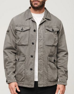 Superdry Military m65 lightweight jacket in washed charcoal