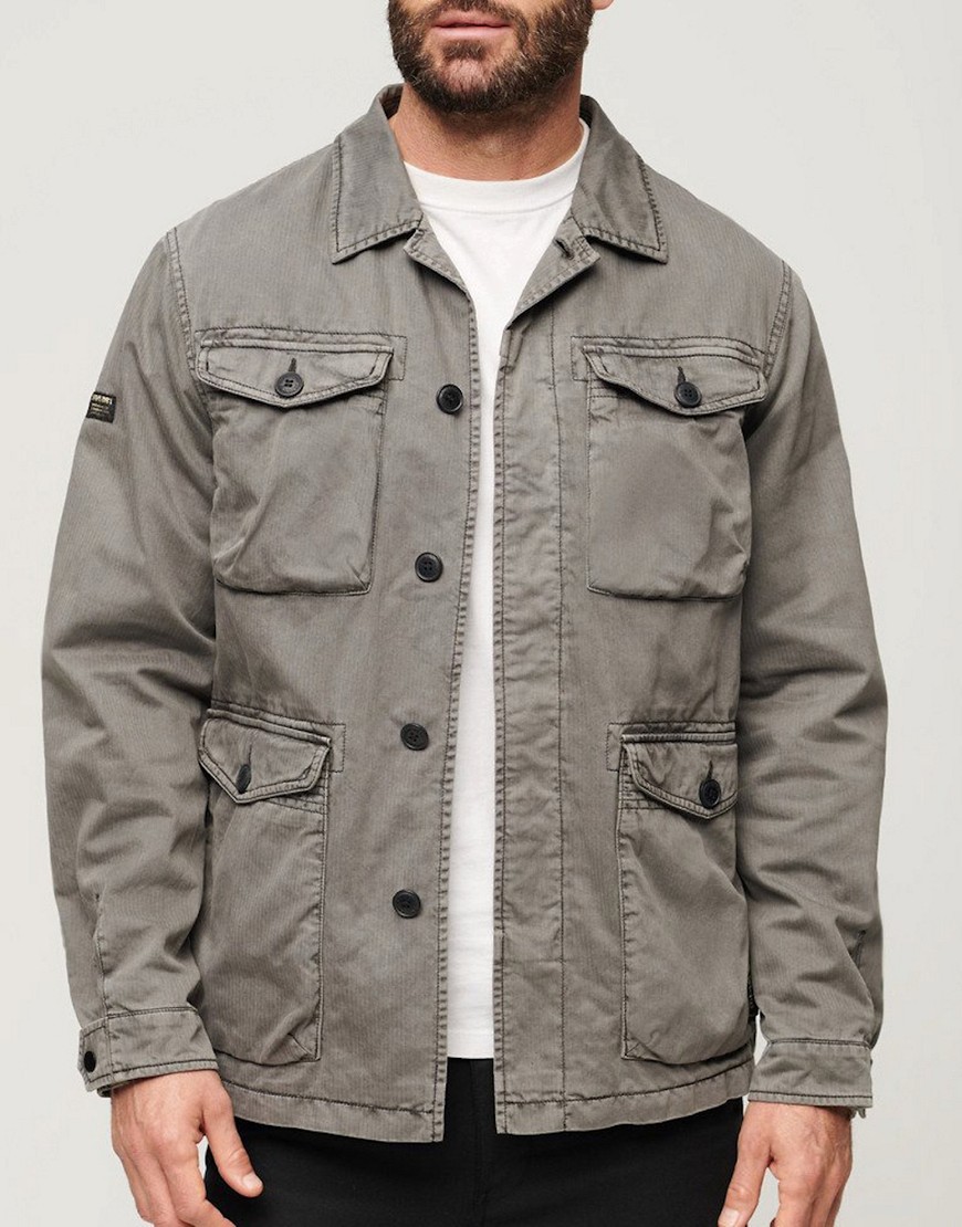Superdry Military m65 lightweight jacket in washed charcoal-Grey