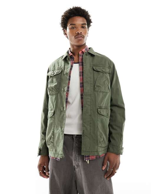 Superdry Military M65 Veste l g re brod e Vert olive surplus