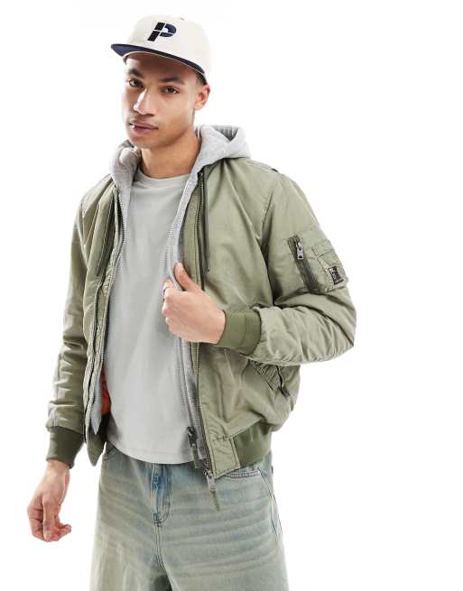 Superdry Military ma1 bomber jacket in washed olive green ASOS
