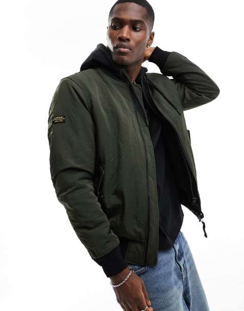 Superdry – Military MA1 – Bomberjacke in Surplus Goods-Olivgrün mit Kapuze - view 1