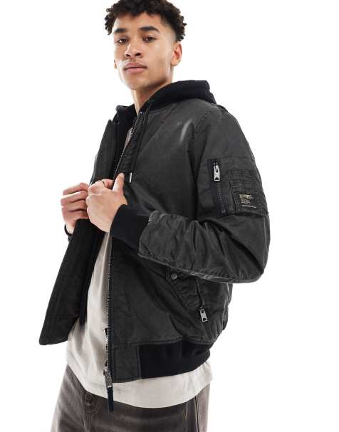 Superdry – Military – Ma1-Bomberjacke in verwaschenem Dunkelgrün - view 1