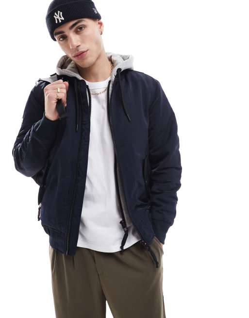 Superdry - Military ma1 - Veste à capuche - Bleu marine éclipse