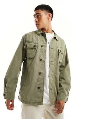 Men's Superdry x Ringspun Journey Overshirt in Chive Green