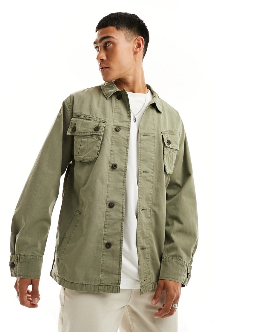 Superdry military overshirt jacket in Dark Sage Green