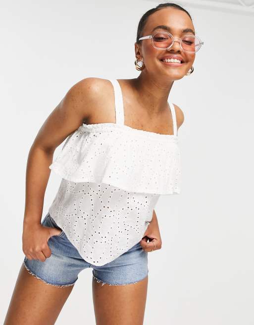 Superdry - Mimi - Mouwloze top met ruches in wit