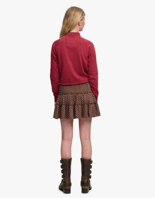 Superdry - Mini-jupe en jersey à volants et pois - Marron châtaigne, 5 de 7