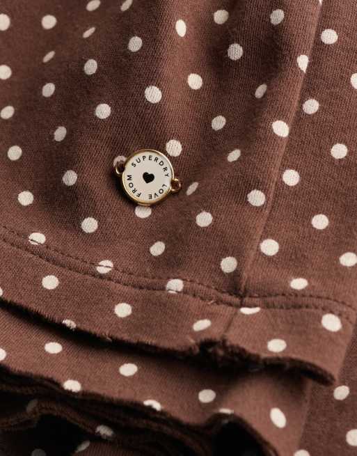 Superdry - Mini-jupe en jersey à volants et pois - Marron châtaigne, 6 de 7