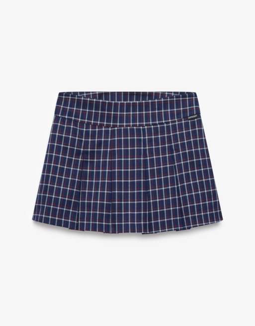 Superdry - Mini jupe-short plissée à carreaux - Bleu marine et rouge, 7 de 7