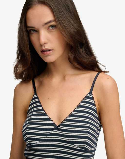 Superdry – Minikleid aus geripptem Jersey in Eclipse-Marineblau gestreift, 3 von 6