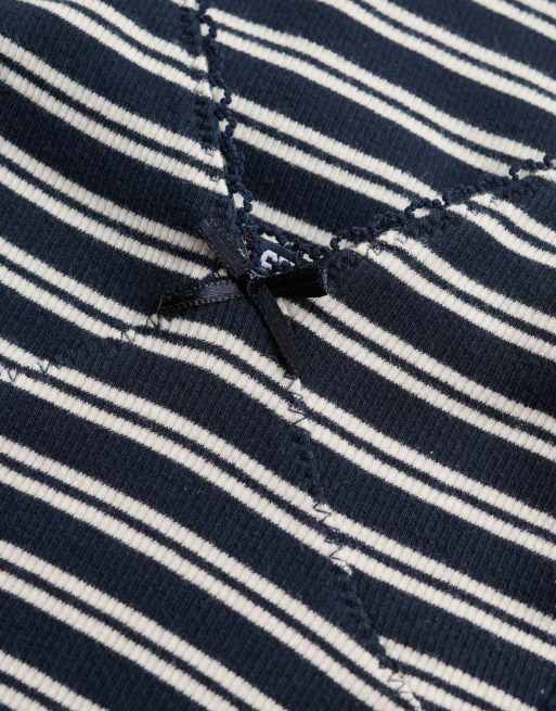 Superdry – Minikleid aus geripptem Jersey in Eclipse-Marineblau gestreift, 6 von 6