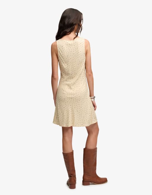Superdry – Minikleid in Gelb mit Wiesenrosenmuster und Herzausschnitt, 2 von 6