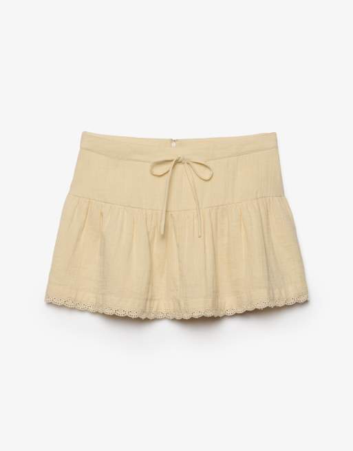 Superdry – Minirock in Blassgelb mit Lochstickerei am Saum, 7 von 7