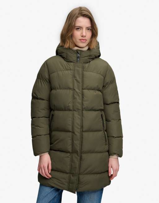 Superdry mittellange Pufferjacke mit Kapuze in gewaschenem Khaki, 5 von 7