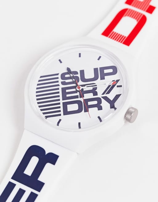 Superdry Montre bracelet en silicone avec cadran logo Blanc